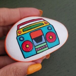 Colorful Boombox Painted Rock